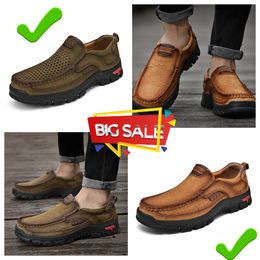 New selling leather shoes men genuine casual leather shoes GAI high Quality 2024 middle-aged waterproof Business comfortable lightweight brown soft lightweight