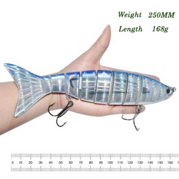 250mm 168g 8 Section Tuna Fishing Lure Swimbait Crankbait Bait with Fish Pesca Tackle Pike Bass Muskie Lures 240312