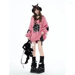 Women's Sweaters Gothic Streetwear Women Knitted Pullover Sweater Lantern Long Sleeve Tassel Knitwear V-neck Jacquard Coat Y2k Clothes