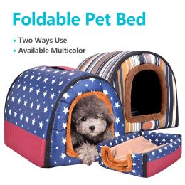 Pens Foldable Dog House Nest Warm Print Stars Pet Kennel Mat For Small Medium Pets High Quality Cat Sleeping Bed New Pet Supplies