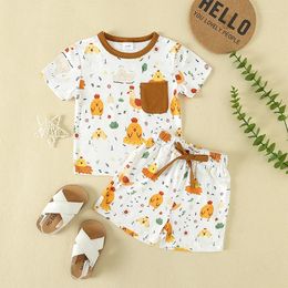Clothing Sets Toddler Baby Boy Summer Clothes Country Farm Short Sleeve Western T-Shirt Tops Jogger Shorts Set Casual Outfits