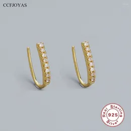 Stud Earrings CCFJOYAS 925 Sterling Silver A Row Of Zircon For Women Simple Ins White Crystal CZ Piercing