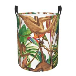 Laundry Bags Basket Tropical Monkey In The Jungle Cloth Folding Dirty Clothes Toys Storage Bucket Household