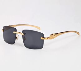 Fashion Man Women Sunglasses Rimless Gold Metal Rectangular Lens Gradient Buffalo Horn Sun glasses UV400 17 Colour Excellent Qualit3948598