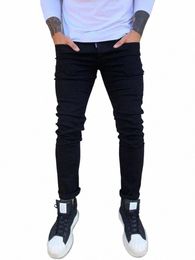 men Stacked Cott Black Jeans Fi Cool Streetwear Y2K N Leg Denim Pants Boyfriend Plus Size Punk Slim Fit Trousers b4G9#