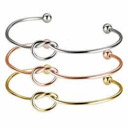 MYLONGINGCHARM 10pcs Knot Bracelet Stainless Steel Adjustable Basic Bangle Wired M0393 240313