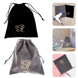 Storage Bags Practical Flannel Hair Dryer Pouch Travel Toiletry Carry Drawstring Bag Velvet For Jewellery