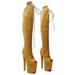 Dance Shoes Auman Ale 20CM/8inches Suede Upper Sexy Exotic Lace-up High Heel Platform Party Women Boots Pole