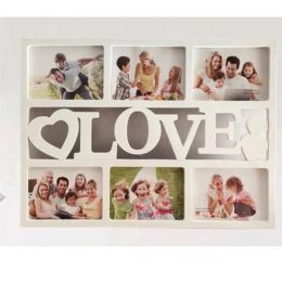 Frame Love Collage Picture Frame Wall Hanging Photo Frame 6 Inch Picture Display Keepsake Frame for Wedding Nursery Home Decor White