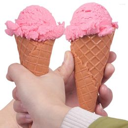 Decorative Flowers Simulation Ball Ice Cream Model Realistic Artificial Cone Fake Food Dessert Shop Kitchen Display