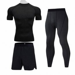 men's Running Set Gym Legging Thermal Underwear Compri Fitn MMA Rguard Male Quick-Drying Tights Track Suit K8G7#