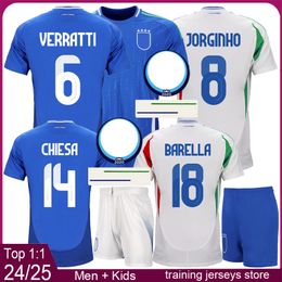 New jerseys 2024 home away mens soccer jersey kids football kits 24 25 SCAMACCA IMMOBILE CHIESA JORGINHO BARELLA VERRATTI football shirt maglia