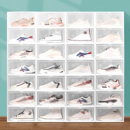 Clear Multicolor Shoe Box Foldable Storage Plastic Transparent Home Organiser Stackable Display Superimposed Combination Shoes Containers Cabinet Boxes W0220