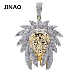 Iced Out Indian Chief Head Charm Pendant & Necklaces Hip Hop Gold Silver Color Chains For Men Mask Indian Gifts Jewelry 2010135875208