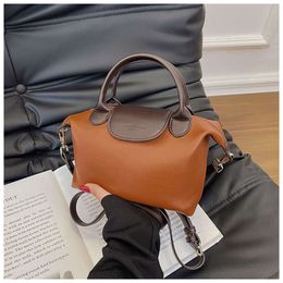 Handbag Store Wholesale Retail New Niche Contrasting Colour Womens Backpack 2024 Fashionable and Stylish Hand-held Dumpling Bag Texture CrossbodyIGT2