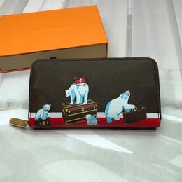 Wallet fashion letter logo animal pattern zipper opening and closing luxury leather leisure Joker clutch bag holder