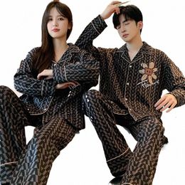 autumn Couple Pajamas Set New Carto Cool Cott Nightwear Mujer Casual Home Suit Couples Sleepwear Men pijamas para parejas m2SH#
