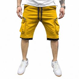 summer Gym Quick-drying Shorts Casual Fitn Streetwear Men's Jogging Short Pants Men Multi-pocket Sport Casual Hip Cargo Short z3CA#