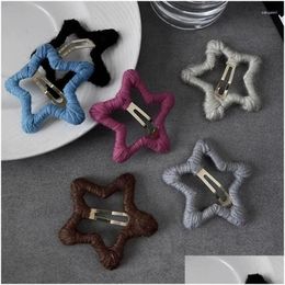 Hair Clips Barrettes Hollow Star Babies Clip Barrette Accessories Headwear Wool Material Pin For Children Drop Delivery Jewelry Hairje Ottvd