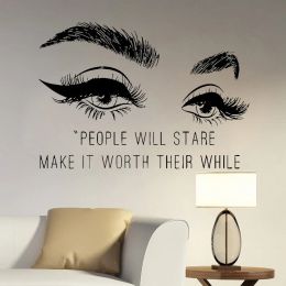 Stickers Eyelashes Wall Decal Lash Eyebrows Vinyl Stickers Beauty Quotes Girls Bedroom Home Decor Wall Sticker Salon Window Poster G03