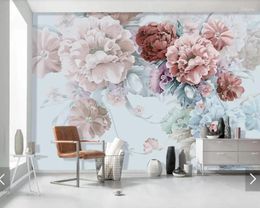 Wallpapers European Flower Wall Mural Po Paper Living Room Bedroom Printed Contact Floral Murals Papel De Parede