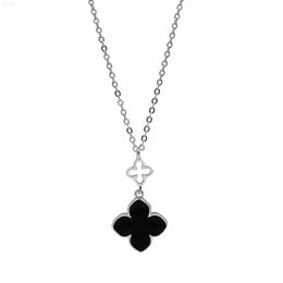 S925 Sterling Silver Four-leaf Clover Necklace Female Summer and Autumn Light Luxury Style Collarbone Chain Jewellery