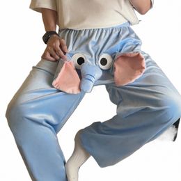 cute Home Trousers Carto Flying Elephant Funny Couples Pants Loose Solid Colour Home Sleepwear For Male And Female Pyjama Pants a8BK#