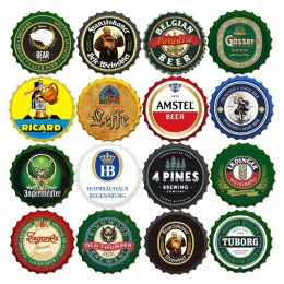 Signs Beer Bottle Cap Tin Sign Brand Beer Wine Decorative Plate Poster Bar Pub Cafe Wall Signs Decor Vintage Round Signs Crafts Plaque