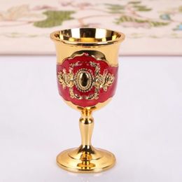 Mugs Handmade Retro Creative Small Beverage Wine Cup Alloy 20-30ml Gold European Style Home Bar Tall Legs Grinding Stable Base