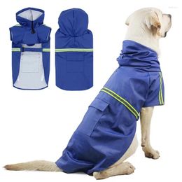 Dog Apparel Raincoat Reflective Coat Poncho Pet Clothing With Hood For Small Medium And Large Clothes PU Leather