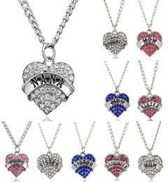 10 style Mother Day gift Mom Daughter Sister Grandma Nana Aunt Family Necklace Crystal Heart Pendant Rhinestone necklace jewelry8306135