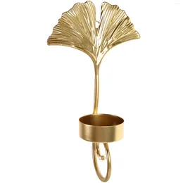 Candle Holders Light Luxury Golden Leaf Wall Hanging Holder Decorative Candlestick Stand Wall-mounted