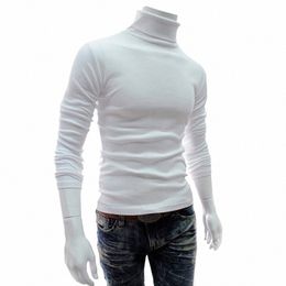 new Men's Slim Turtleneck Lg Sleeve Tops Pullover Warm Stretch Knitwear Sweater Tight-fitting High-neck Casual Men Clothing c53y#