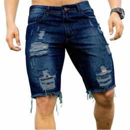 2023 Summer Denim Shorts For Men Loose Fit Hip Hop Distred Ripped Wide Leg Men's Cropped Pants Short Jeans Oversize m5LO#