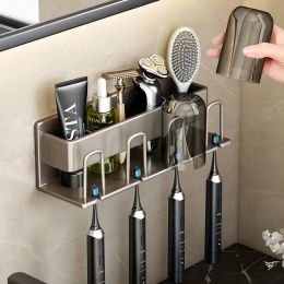 Holders Electric Toothbrush Rack Bathroom Wall Hanging Family Gargle Cup Rack PunchFree ToothBrushing Cup and Set Storage Set