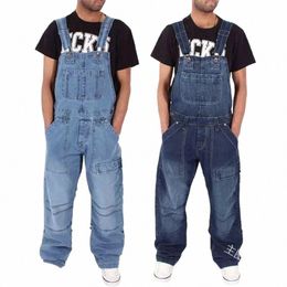 plus Size 4XL 5XL Men's Fi Denim Overalls Casual Man Jeans Overalls Suspenders Jumpsuit Loose Work Pants Male Pants 2024 I9Rf#