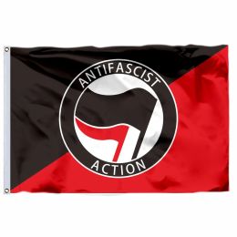 Accessories Antiaction AntiRacism Flag Vivid Color Red and Black Outdoor Party Room Courtyard Decor Flag Polyester with Brass Grommets