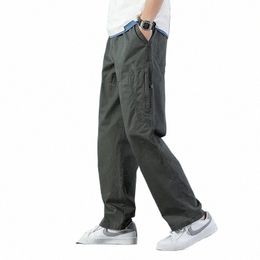 oversized Casual Pants Men's Multi-Pocket Cargo Pants Men Large Size Loose Trousers Elastic Waist Cott Straight Trousers 6XL m2vz#