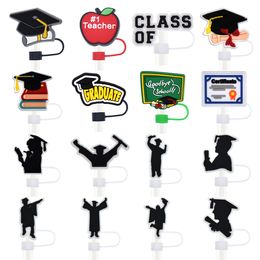 10mm Graduation Season Series Straw Decorations Straw Buckle Soft Rubber Non-Disposable Straw Cap Straw Dust Cap