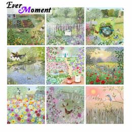 Stitch Ever Moment Diamond Modern Canvas Painting Cross Stitch Kits Art Bedroom Decoration Country Style Life Flower Garden DIY ASF2352