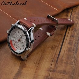 Eache Racing Leather Retro Watch Band For Man Genuine Calfskin Leather Watchband Straps Black Brown Light Brown 18mm 20mm 22mm Y192761