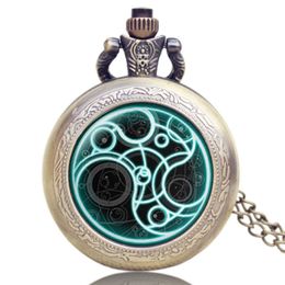 Whole-Bronze Who Theme Desgin Pocket Watch With Necklace Chain For Men And Women Old Antique Gift294r