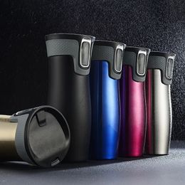 304 Stainless Steel Thermos Cup Double-Layer Vacuum Coffee Cup Water Bottle Customized One-Key Drinking Car Cup Sports Gift Cup 240315