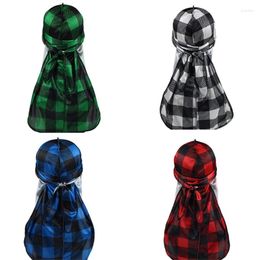 Berets Women Men Unisex Durags Headwraps Doo Rag Silk Headwear Adjustable For Lovers Chemo Patient Hair Loss Sleep