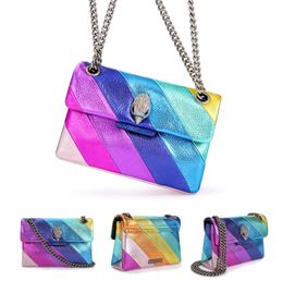 Genuine leather Kurt Geiger handbag rainbow bag Luxury london purse Designer Womens Man stripes Shoulder Fashion clutch tote crossbody sling chain Flap