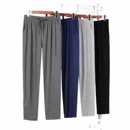 fdfklak New Men's Home Pants Modal Spring And Autumn L-4XL Large Size Trousers Bottoms Casual Loose Sleepwear Black/Gray i4dy#