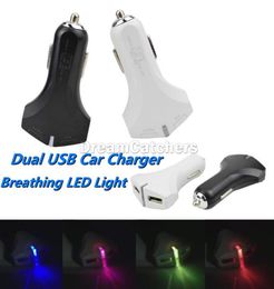 Dual USB Fast Car Charger LED Breathing Light Auto Quick Charge Lighting Up Changing Colour 2 Charging Port Adapter For Iphone Sams2070029