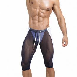 men's Beach Summer Compri Shorts Mesh Transparent Short Leggings Joggers Quick-drying Skinny Fitn Riding Shorts Men G2WC#