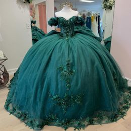 Blackish Green Sweetheart Ball Gown Quinceanera Dresses Beads Appliques Flower Prom Dress Birthday Party Gowns Vestidos De 15 Anos