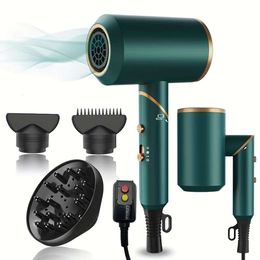 Professional Ionic with Diffuser and Nozzles, Foldable Travel Portable Powerful Blow Dryer for Fast Drying, Compact & Lightweight, 1800W Hair Care Dryer,
